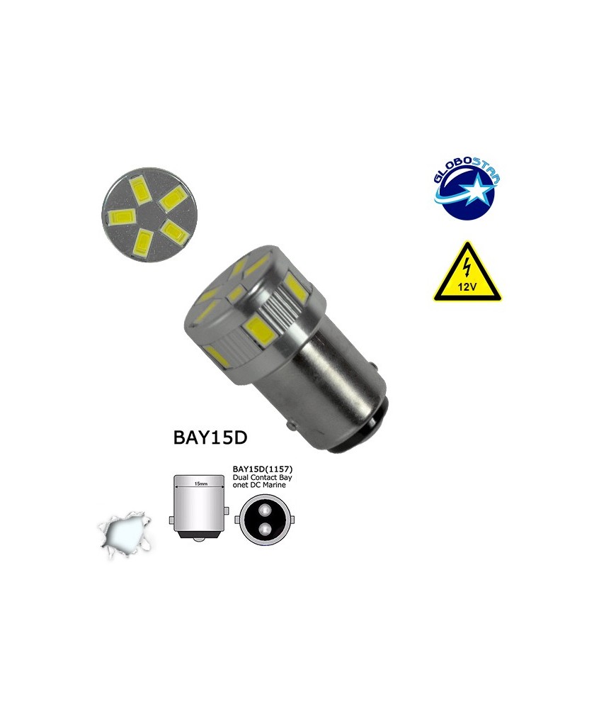 Λαμπτήρας LED 1157 11 SMD 5730 Ψυχρό Λευκό GloboStar 04486